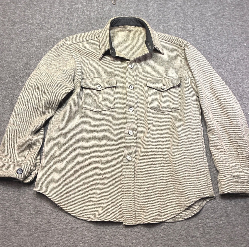 Vintage Woolrich Wool Flannel Shirt Mens Large Brown Heavyweight Twill Shacket